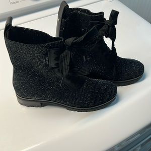 kate spade Black Sparkle Lace-Up Ankle Boots